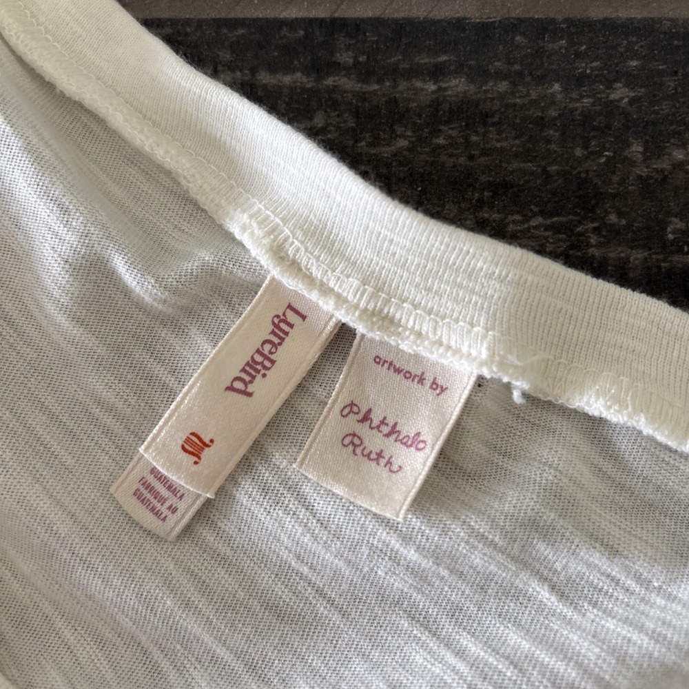 Anthropologie T-shirt What's In My Bag Size Large NWT oversized Lyrebird - Picture 11 of 12